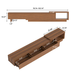Extendable Mid-Century Modern TV Stand with Crosshatch Drawers