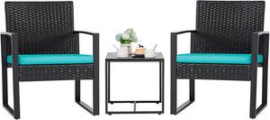 3-Piece Outdoor Wicker Patio Furniture Set with Coffee Table