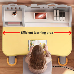 Height Adjustable Kids Desk and Chair Set with Storage