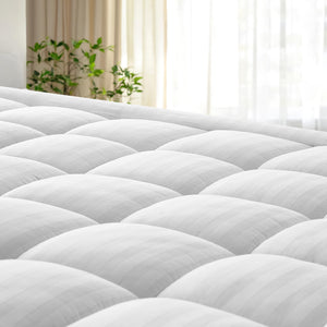 Cotton Pillow Top Mattress Topper with Deep Pocket Skirt