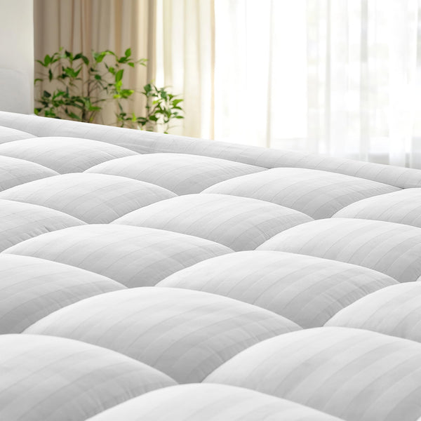 Cotton Pillow Top Mattress Topper with Deep Pocket Skirt