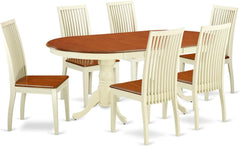 7-Piece Oval Dining Table Set with Butterfly Leaf & 6 Chairs