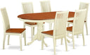 7-Piece Oval Dining Table Set with Butterfly Leaf & 6 Chairs