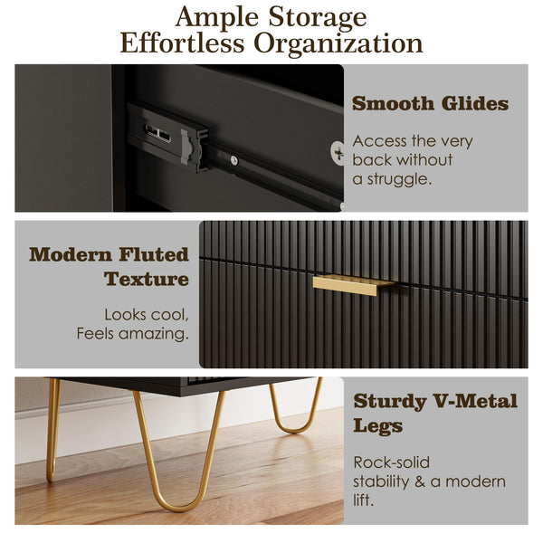 4-Drawer Dresser with Gold Metal Legs