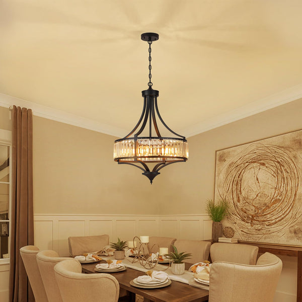 20-Inch Crystal Chandelier 5-Light Adjustable Ceiling Pendant
