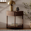 Fluted Half Moon Console Table with Hidden Storage