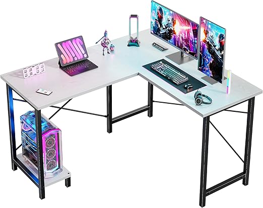 L-Shaped Gaming & Home Office Corner Desk 50 Inch with CPU Shelf