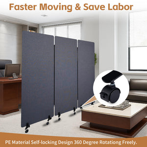 3-Panel Acoustic Room Divider with Wheels
