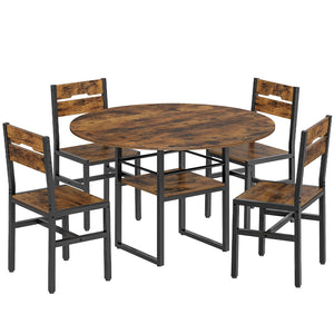 Round Dining Table Set with 4 Chairs – 5-Piece Kitchen Dining Set