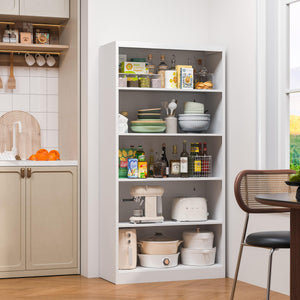 5-Tier Tall Metal Bookcase with Adjustable Shelves