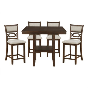 5-Piece Counter Height Dining Set with Storage Shelf