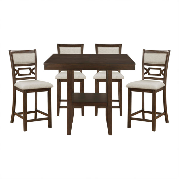 5-Piece Counter Height Dining Set with Storage Shelf