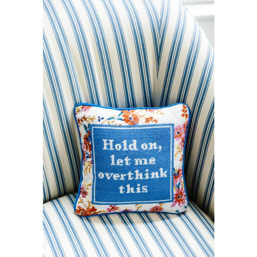 Needlepoint Throw Pillow – Overthink – Blue Velvet, 11x11