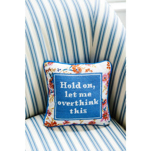Needlepoint Throw Pillow – Overthink – Blue Velvet, 11x11