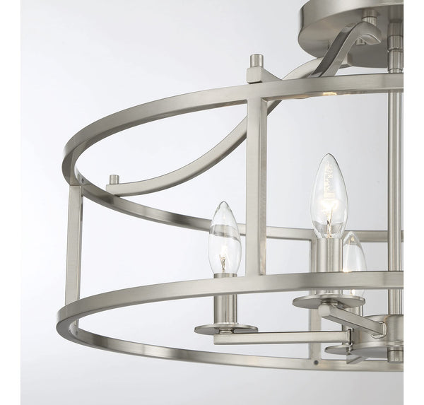 5-Light Semi-Flush Mount Ceiling Light Drum Shade