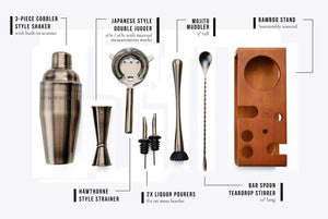 7-Piece Cocktail Shaker Set with Bamboo Stand