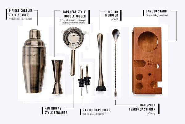 7-Piece Cocktail Shaker Set with Bamboo Stand