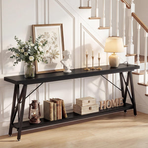 Console Table with Charging Station & Storage Shelf