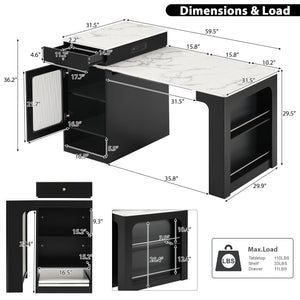 Kitchen Island with Extendable Dining Table, Rolling Storage, Power Outlet & Drawers