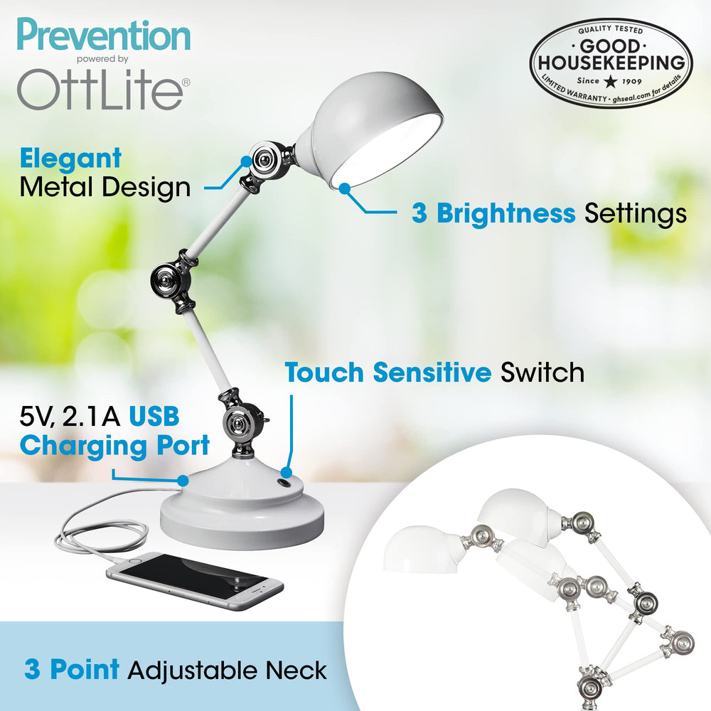 Adjustable LED Desk Lamp with USB Charging Port