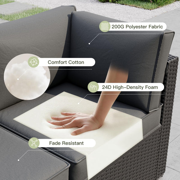 Breezestival Patio Furniture Replacement Cushions for Outdoor Furniture Set of 4, Thick Patio Sofa Cushions for Outdoor Furniture, 9-Piece Splashproof Fade Resistant Cushions for Outdoor Couch, Grey