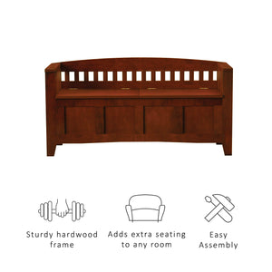 Split Seat Storage Bench with Walnut Finish