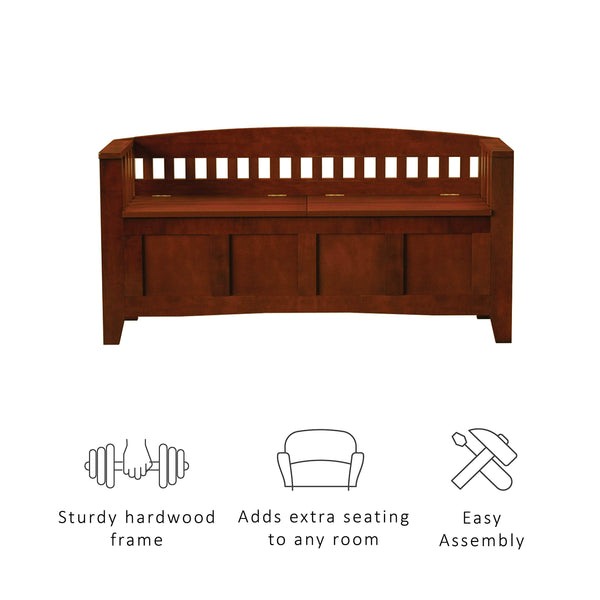 Split Seat Storage Bench with Walnut Finish