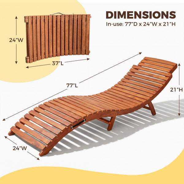 Folding Acacia Wood Chaise Lounge Chair – Outdoor Sun Lounger