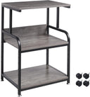3-Tier Rolling Printer Cart with Height-Adjustable Shelf