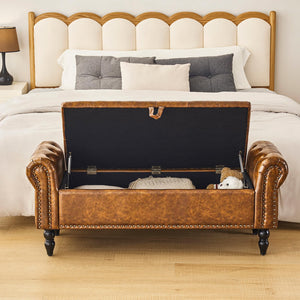 Upholstered Storage Bedroom Bench – Queen Size End of Bed Ottoman