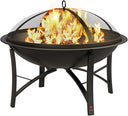 Round Wood Burning Fire Pit with Cooking Grate & Spark Screen