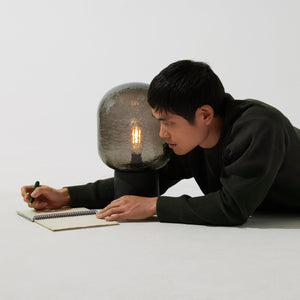 Cement Base LED Desk Lamp with Tinted Glass Shade