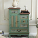Vintage Accent Cabinet with 5 Drawers & Door