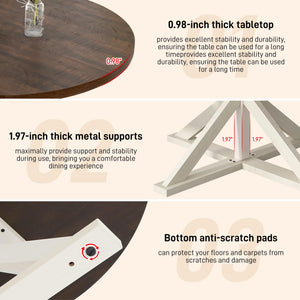 Round Farmhouse Dining Table, 47-Inch