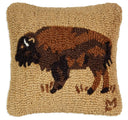 Hand-Hooked Wool Throw Pillow – Gold Buffalo 14x14