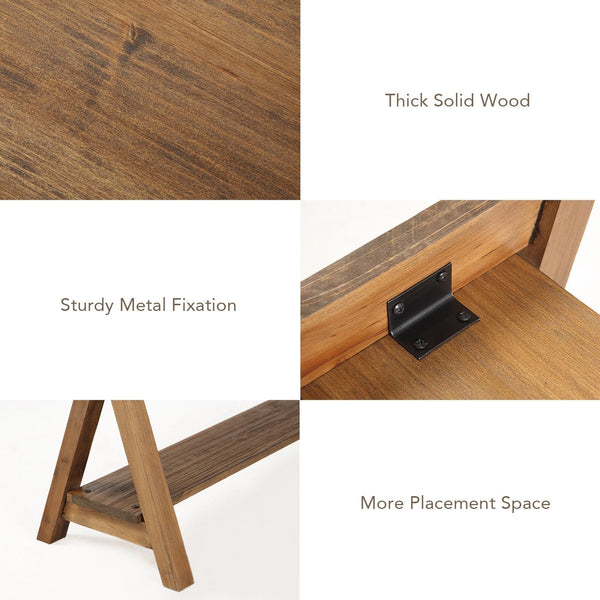 Solid Wood Farmhouse Bench – Rustic Indoor Entryway & Dining Seat