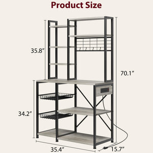 Baker's Rack with Power Outlet & Wire Basket