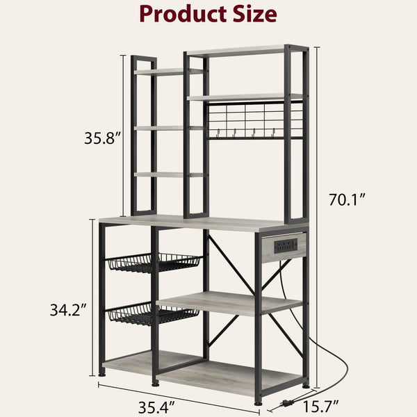 Baker's Rack with Power Outlet & Wire Basket