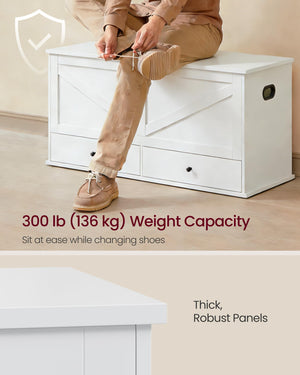Farmhouse Storage Bench with 2 Fabric Drawers