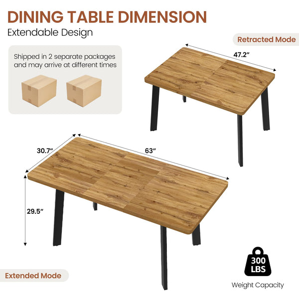 Extendable Dining Table with Removable Leaf – Seats 4 to 8