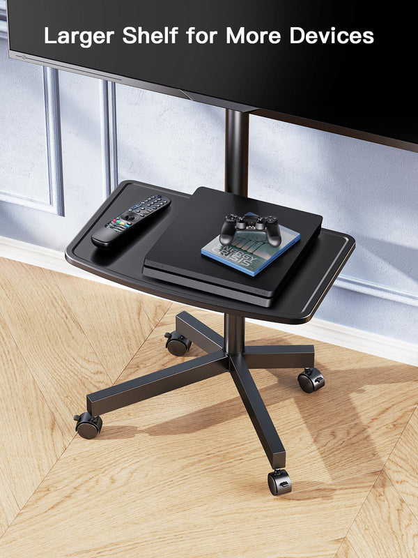 Rolling TV Stand on Wheels for 23-60 Inch TVs with Adjustable Shelf