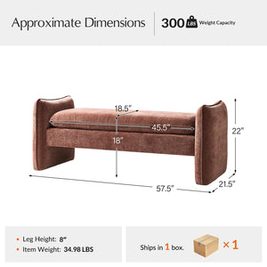 57.5" Chenille Upholstered Bedroom Bench