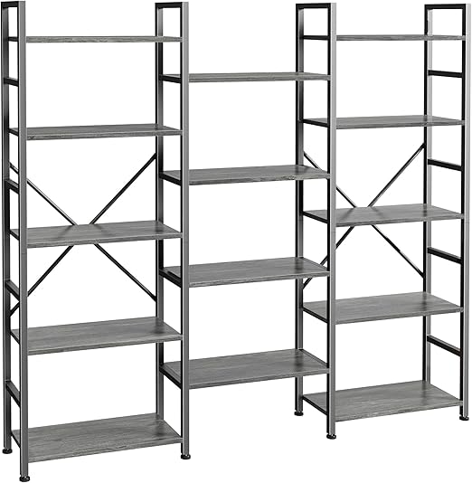 Industrial Ladder Bookshelf with Adjustable Shelves
