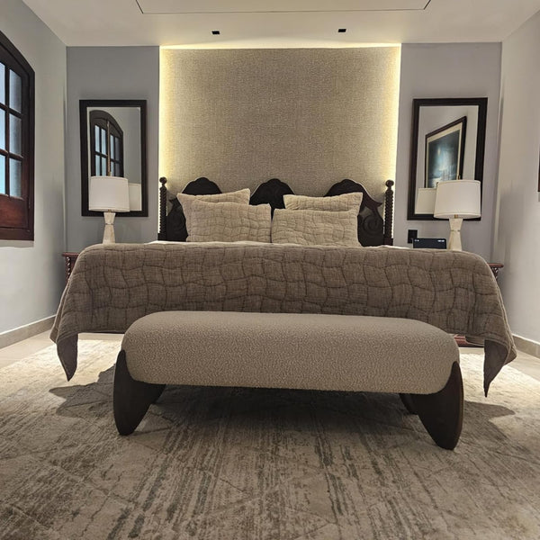 Upholstered Boucle Bedroom & Entryway Bench