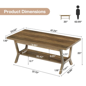 2-Tier Farmhouse Coffee Table with Storage Shelf
