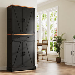 72" Farmhouse Pantry Cabinet with Drawer & Sliding Rack