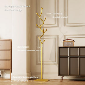 Tree-Shaped Metal Coat Rack Stand with 8 Hooks