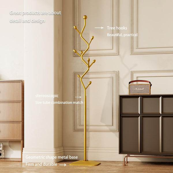 Tree-Shaped Metal Coat Rack Stand with 8 Hooks
