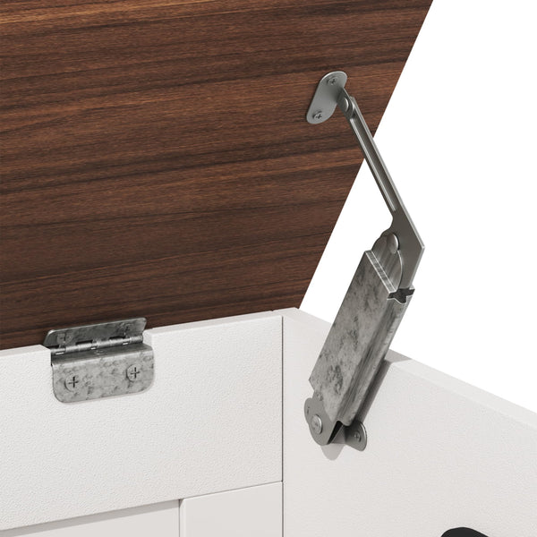 Lift-Top Storage Bench with 2 Drawers – White & Brown