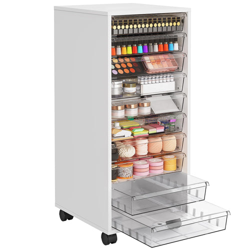 10-Drawer Rolling Storage Cart with Clear Drawers